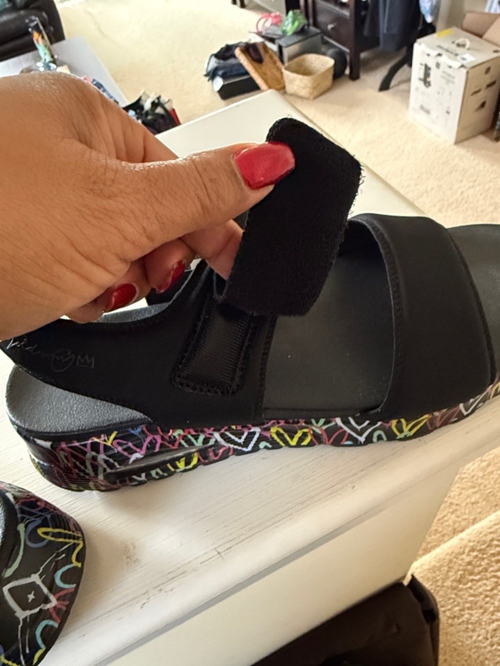 Skechers Black Sandals with Vibrant Sole - Picture 6 of 6